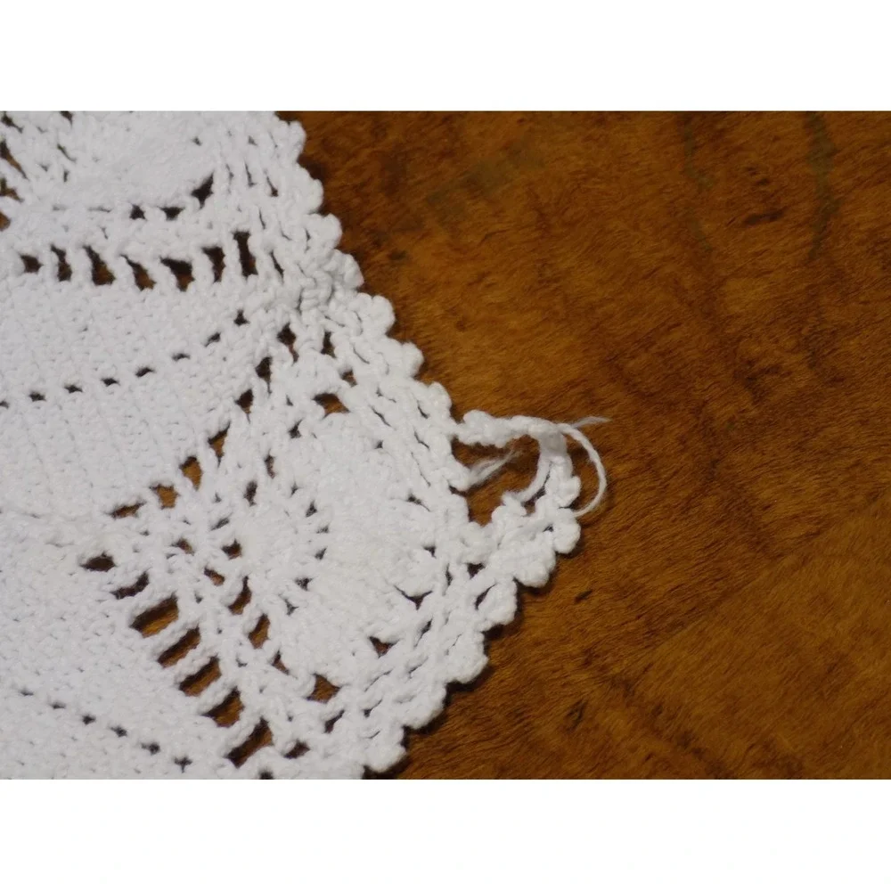 Vintage Square Hand Crocheted Doily Elegant 8